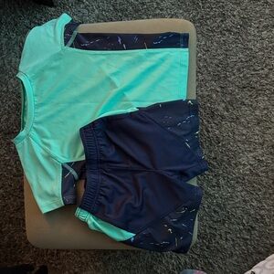 Kids' Aqua and Navy tee and shorts Set